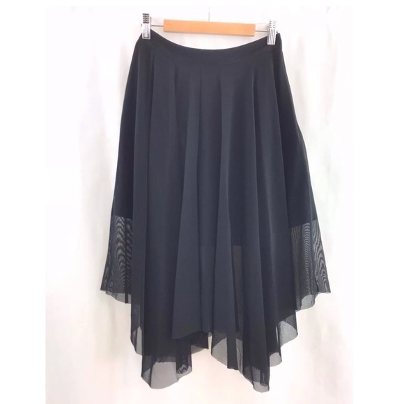 Topshop Tulle Asymmetric Black Midi Skirt Lace - Picture 3 of 8